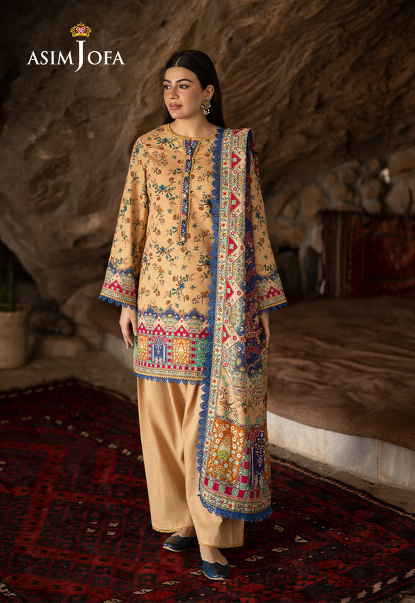 AJUW-48 PRINTED KHADDAR 3 Pcs