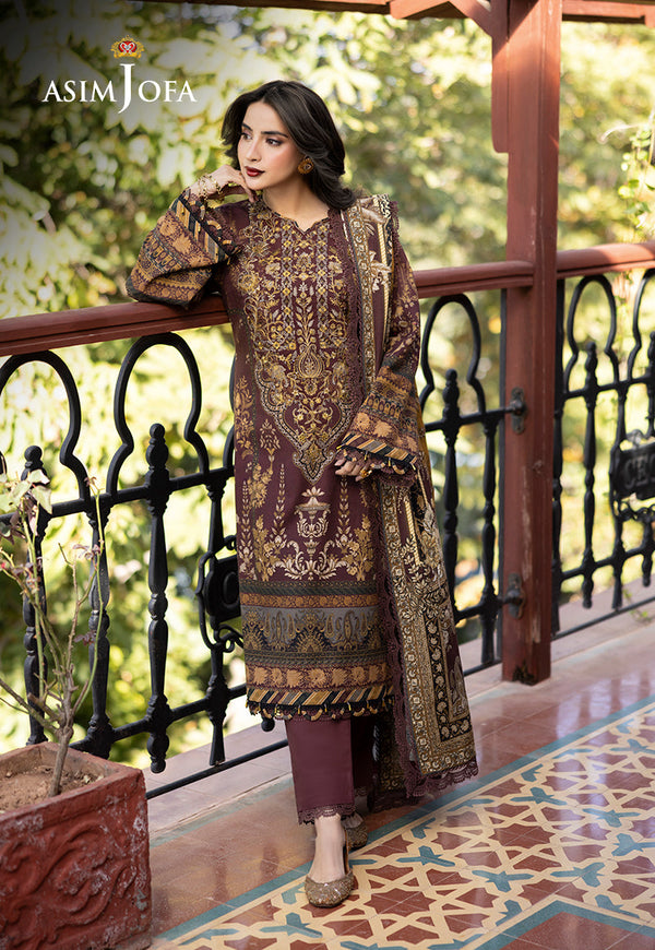 AJUW-10 EMBROIDERED KHADDAR 3 Pcs