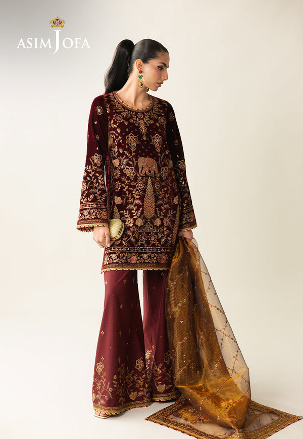 AJULM-07 Embroidered Velvet Unstitched 3 Pcs