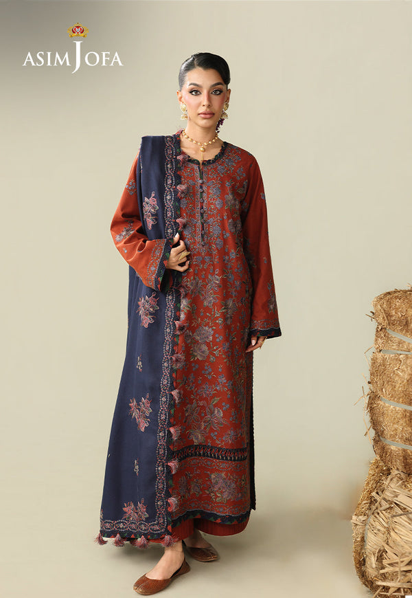AJULK-02 Embroidered Rod Unstitched 3 Pcs