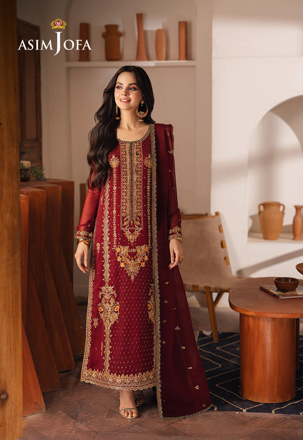 AJHEB-02 EMBROIDERED CHIFFON STITCHED 3 PCS